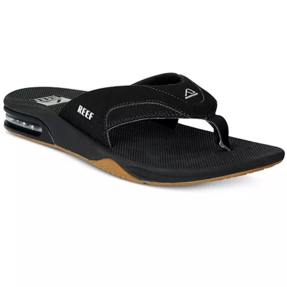 REEF Men's Fanning Thong Sandals with Bottle Opener Black SZ 13 - Picture 1 of 13